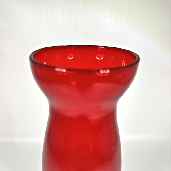 Empoli 1960s Vintage Ruby Glass Bud Vase Twisted Stem Cottagecore Shabby Decor - Picture 2 of 3